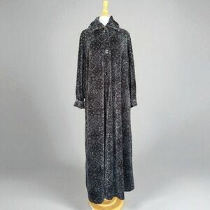 Maralyce Ferree Elegant Black Patterned A-line Long Coat Duster